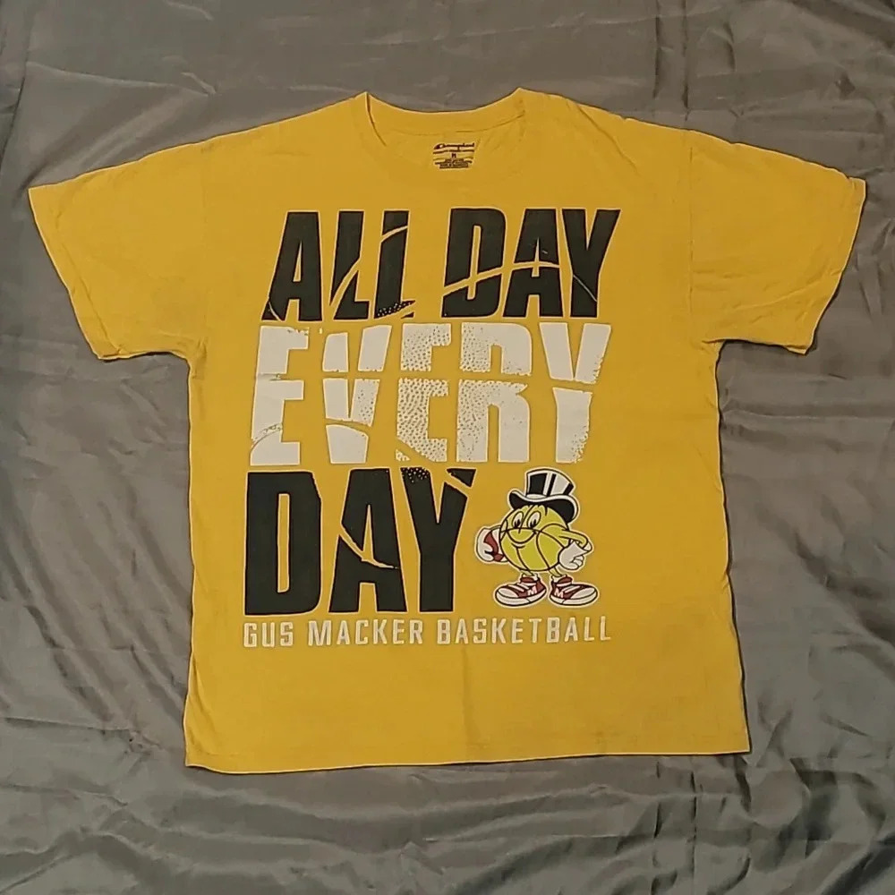 Champion GUS MAKER Youth Boys size M "ALL DAY EVERY DAY" yellow/gold shirt LOT-A